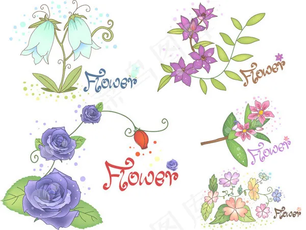 素描花朵植物图案,免抠元素ai矢量模版下载