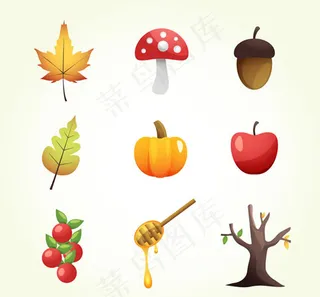 秋季元素图标,免抠元素
