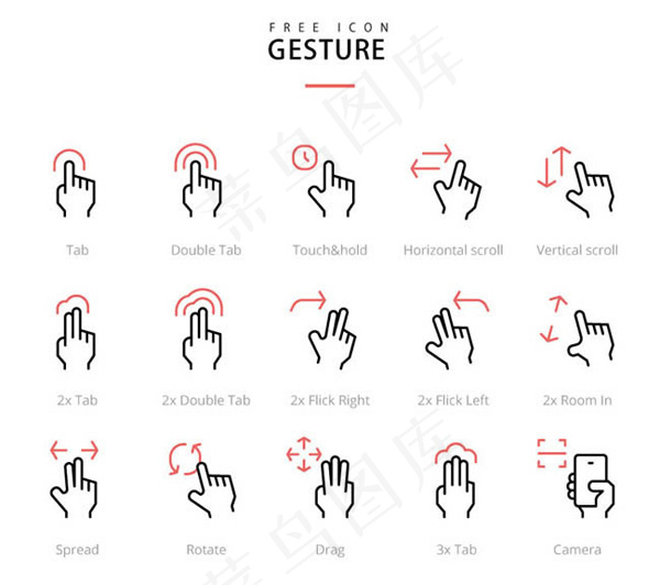 触屏手势图标,免抠元素