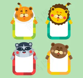 可爱动物边框,免抠元素