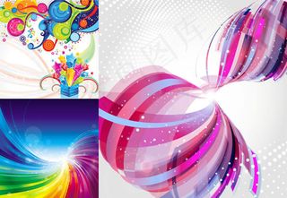 潮流花纹炫彩线条