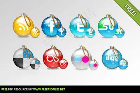 圣诞彩球图标,免抠元素