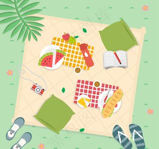 草地野餐俯视图