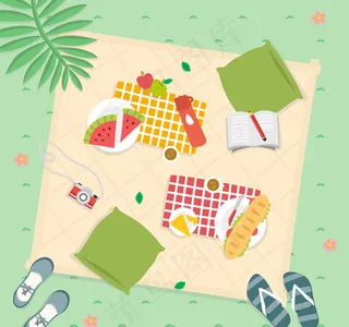 草地野餐俯视图