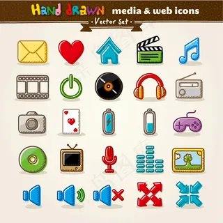 媒体与网络图标,免抠元素