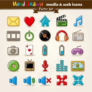 媒体与网络图标,免抠元素