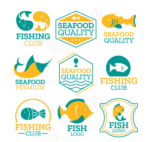 彩色鱼元素标志