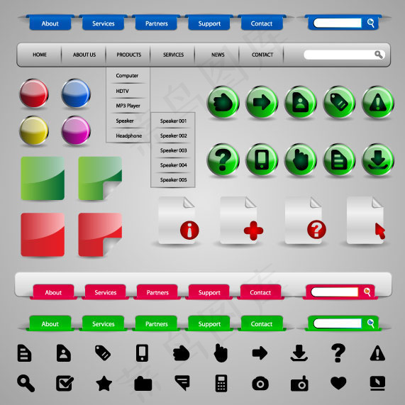 网页设计元素eps,ai矢量模版下载