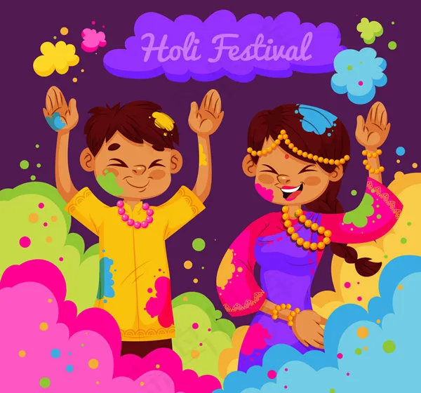 卡通印度色彩节人物ai矢量模版下载