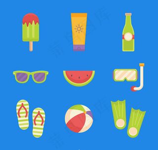 夏季度假图标矢量,免抠元素