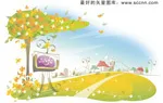 韩国矢量手绘风景插画_7cdr矢量模版下载