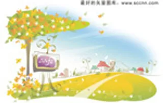 韩国矢量手绘风景插画_7