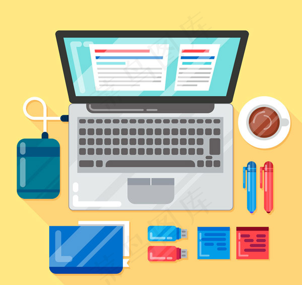 卡通工作场所桌面