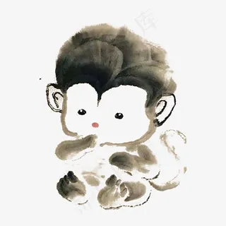 水墨可爱小猴子 水墨可爱小猴子