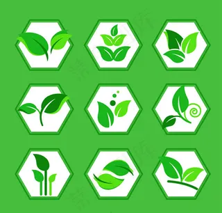 绿叶图标矢量,免抠元素