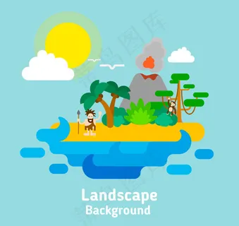 孤岛火山风景 孤岛火山风景