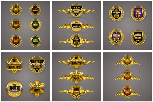 金色优质标签,免抠元素eps,ai矢量模版下载