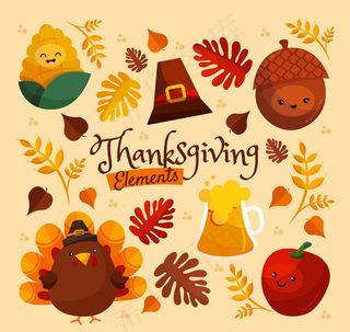 卡通感恩节元素