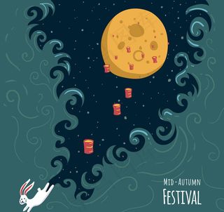 中秋节白兔矢量