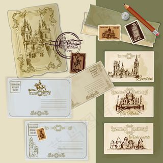 环球旅行明信片