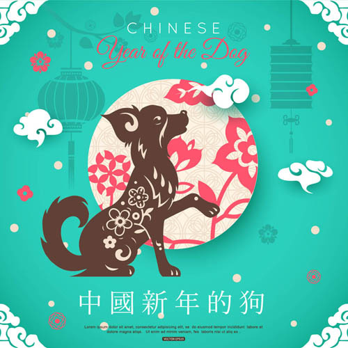 2018狗年剪纸ai矢量模版下载