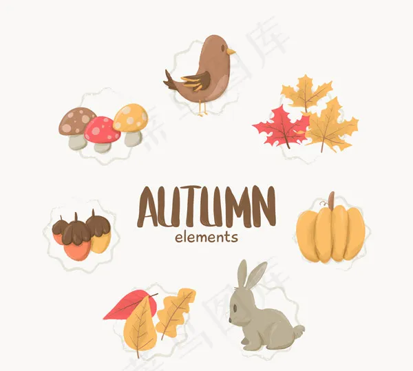 秋季元素贴纸ai矢量模版下载