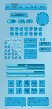 蓝色网页控件psd模版下载