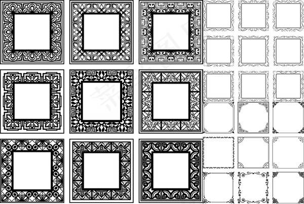 方形花纹边框ai矢量模版下载