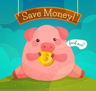 吃金币的储蓄罐猪