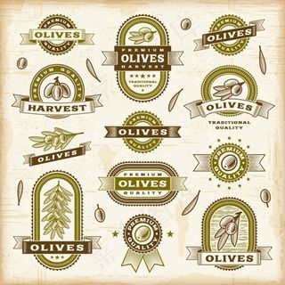 橄榄油标签矢量,免抠元素