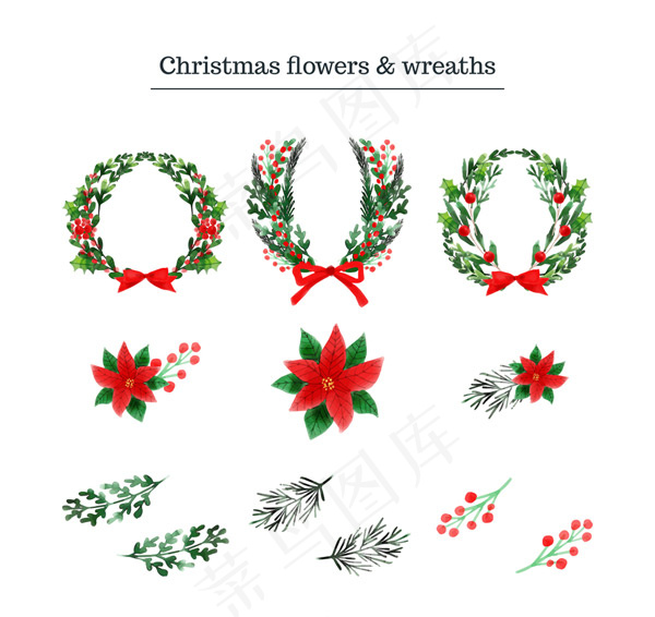 圣诞花卉和花环