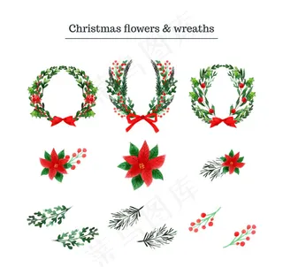 圣诞花卉和花环