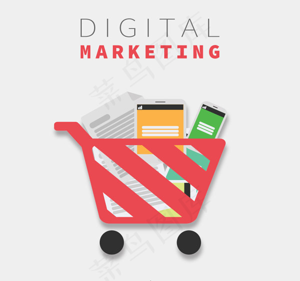 红色购物车矢量