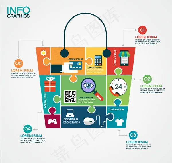 购物袋商务信息图,背景元素eps,ai矢量模版下载