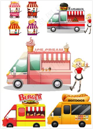 卡通快餐车矢量