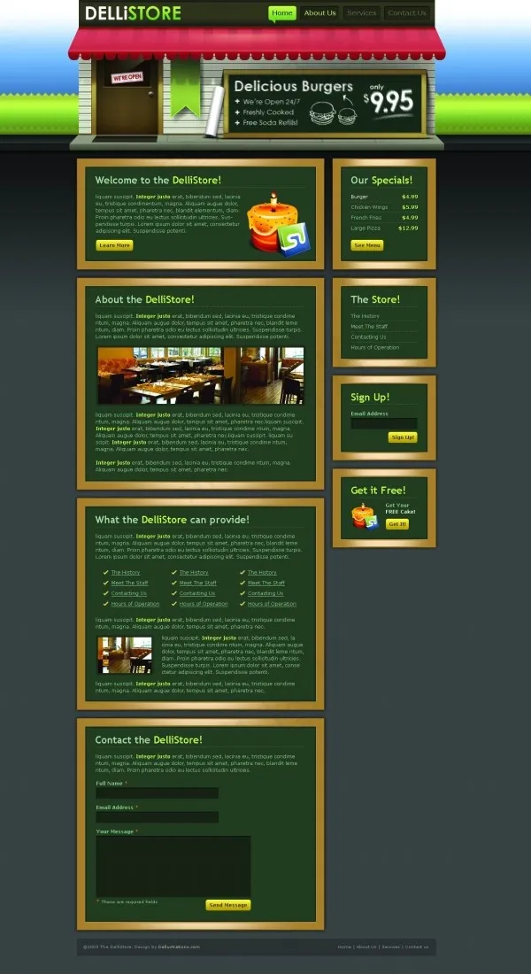 绿色系网站界面psd模版下载