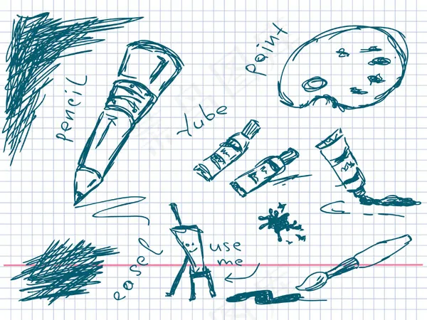 手绘绘画工具eps,ai矢量模版下载