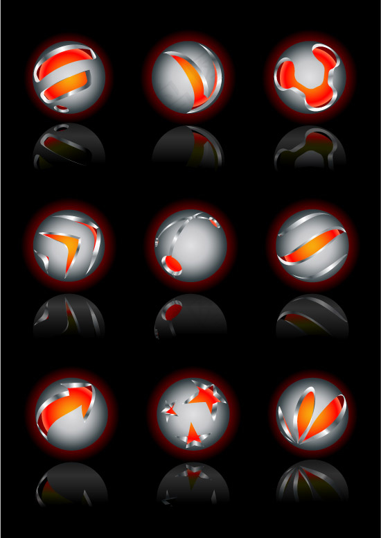 3D水晶按钮图标eps,ai矢量模版下载