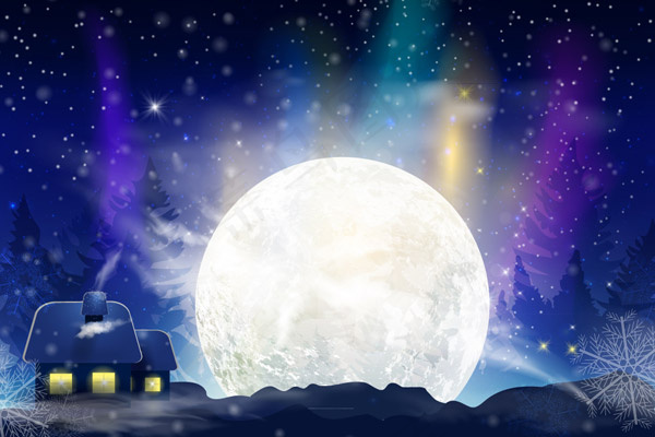 夜晚月亮风景eps,ai矢量模版下载