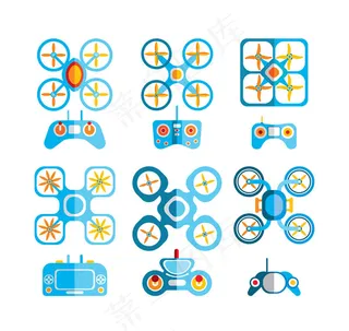 扁平化蓝色无人机