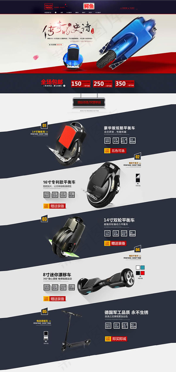 平衡车店铺装修psd模版下载