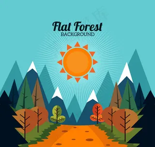 森林与雪山风景