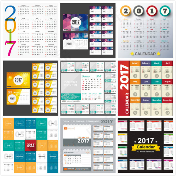 2017年日历eps,ai矢量模版下载