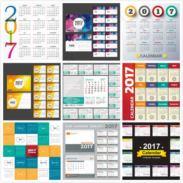 2017年日历eps,ai矢量模版下载