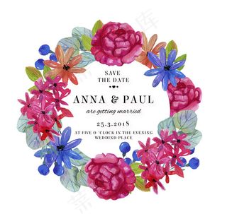 婚礼花环邀请卡