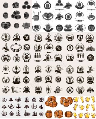 啤酒图标标签,免抠元素