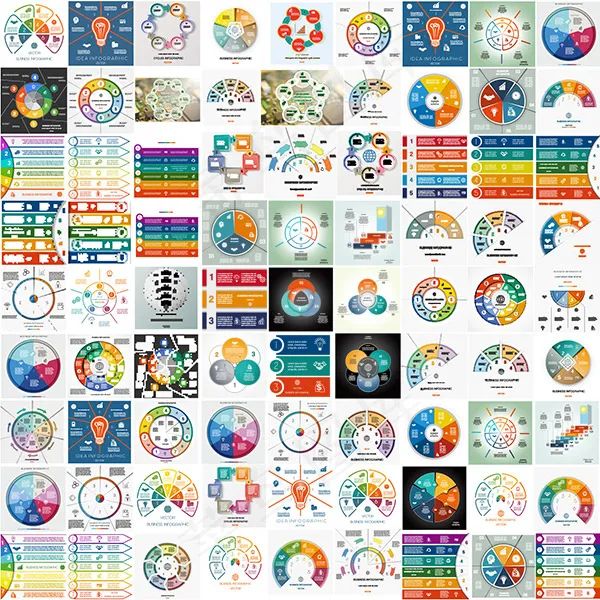 彩色信息图表eps,ai矢量模版下载