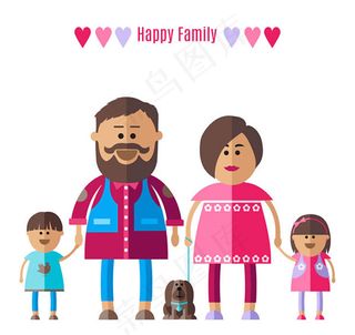 四口之家和宠物狗