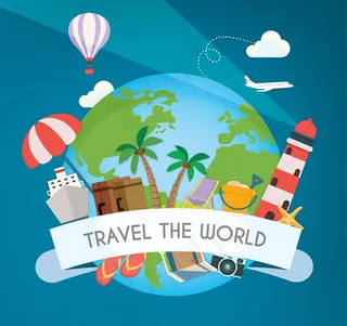 环球旅行插画