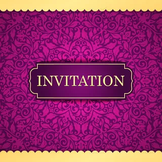 紫色花纹邀请卡